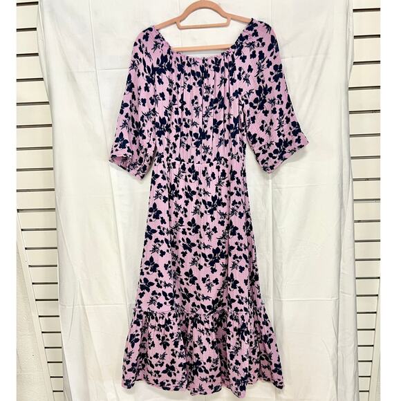 Michael Stars Floral Off-the-Shoulder Tiered Ruffle Maxi Dress Purple Women's XS - Picture 5 of 6